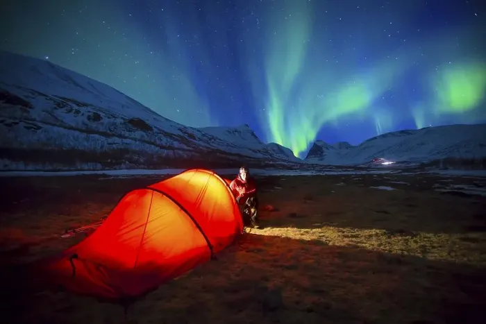 Framed Print : Northern Lights (Aurora borealis) over a tent in winter Framed Print : Northern Lights (Aurora borealis) over a tent in winter