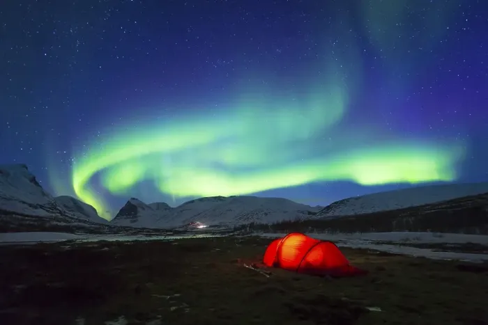 Framed Print : Northern Lights (Aurora borealis) over a tent in winter Framed Print : Northern Lights (Aurora borealis) over a tent in winter