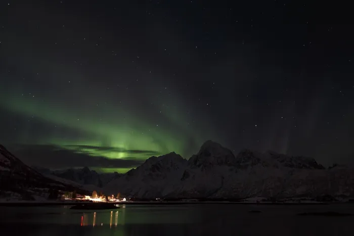Framed Print : Northern Lights or Aurora Borealis over the Vatter Fjord Framed Print : Northern Lights or Aurora Borealis over the Vatter Fjord