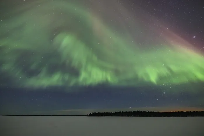 Framed Print : Northern Lights over frozen lake