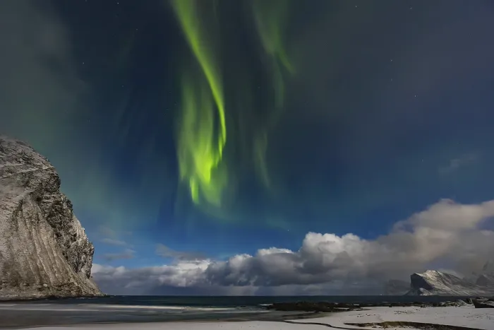 Framed Print : Northern Lights over Myrland Lofoten Framed Print : Northern Lights over Myrland Lofoten