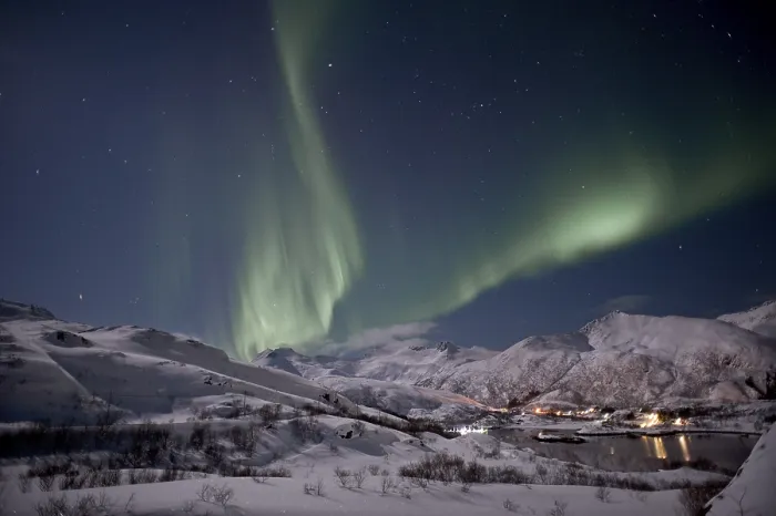 Framed Print : Northern lights or polar lights in Austnesfjorden
