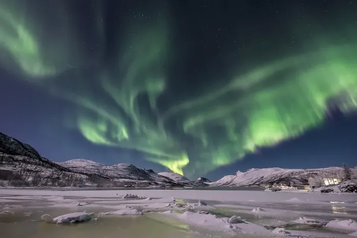 Framed Print : Northern lights over the Senja Island