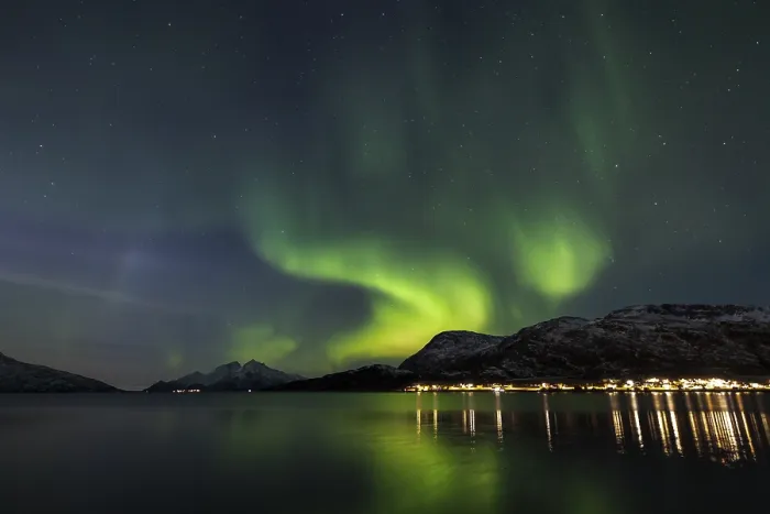 Framed Print : Northern lights over the Skulsfjord