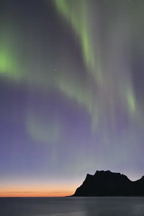 Framed Print : Northern Lights on Utakleiv Beach