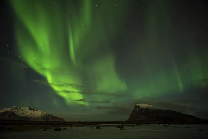 Framed Print : Northern Lights, Vinje, Lofoten, Norway, Europe