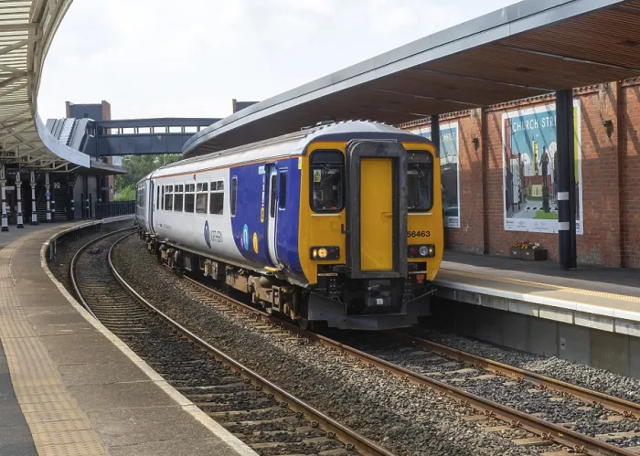 Framed Print : Northern Trains Class 156 train DMU 156463 at railway station platform