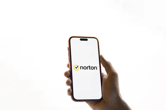 Framed Print : norton logo is displayed on smartphone Framed Print : norton logo is displayed on smartphone