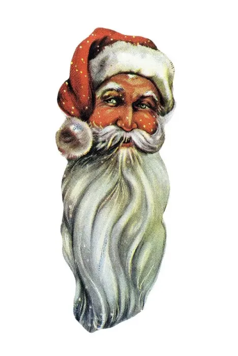 Framed Print : Nostalgic illustration, Father Christmas head with a long white beard Framed Print : Nostalgic illustration, Father Christmas head with a long white beard