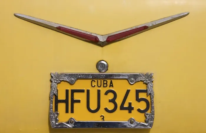 Framed Print : Number plate of a Chevrolet, classic car