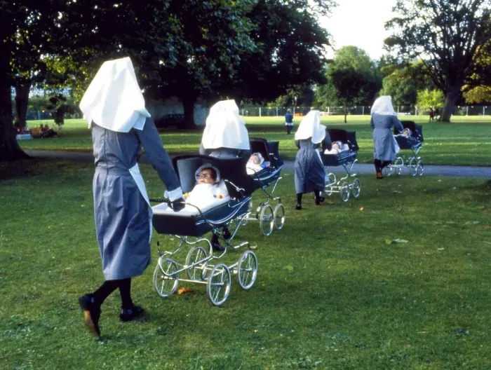 Framed Print : Four nuns and four babies, England, Great Britain Framed Print : Four nuns and four babies, England, Great Britain