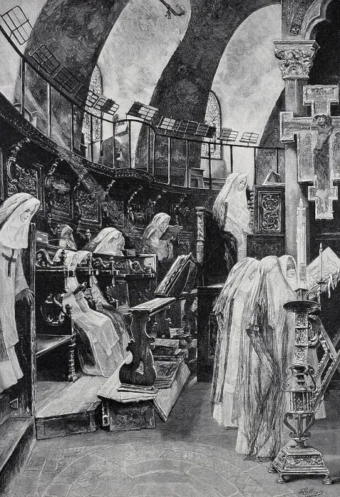 Framed Print : Nuns in the Choir Room of the Franciscan Church at Assisi Framed Print : Nuns in the Choir Room of the Franciscan Church at Assisi