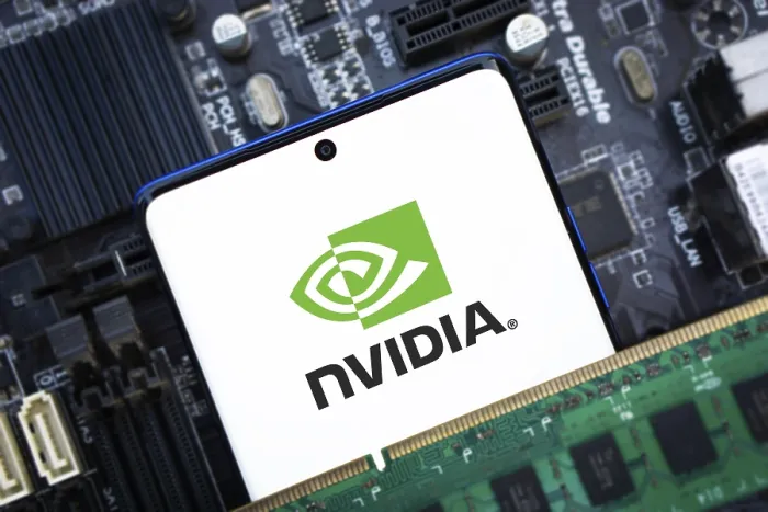 Framed Print : NVIDIA logo on phone and blurred chip on the background-Dhaka Framed Print : NVIDIA logo on phone and blurred chip on the background-Dhaka