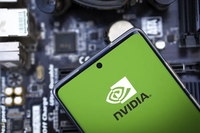 Framed Print : NVIDIA logo on phone and blurred chip on the background-Dhaka Framed Print : NVIDIA logo on phone and blurred chip on the background-Dhaka