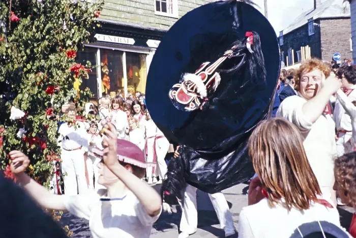 Framed Print : Obby Horse May Day Festival, Padstow, Cornwall, England, UK 1975 - The Old Oss