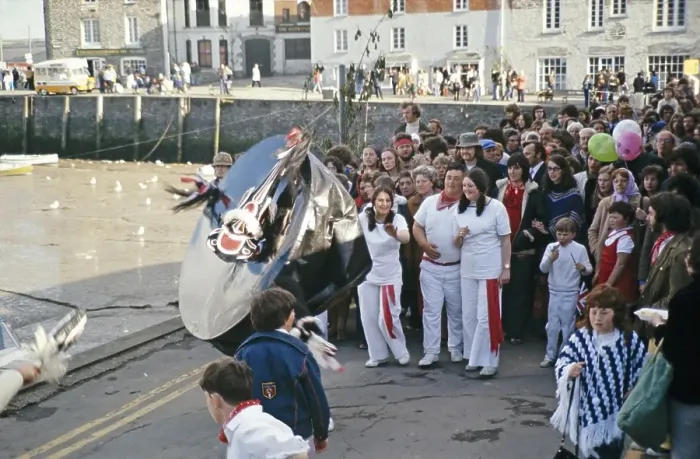 Framed Print : Obby Horse May Day Festival, Padstow, Cornwall, England, UK 1975 - The Old Oss Framed Print : Obby Horse May Day Festival, Padstow, Cornwall, England, UK 1975 - The Old Oss