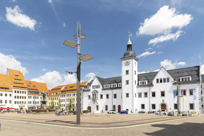 Framed Print : Obermarkt with council pharmacy