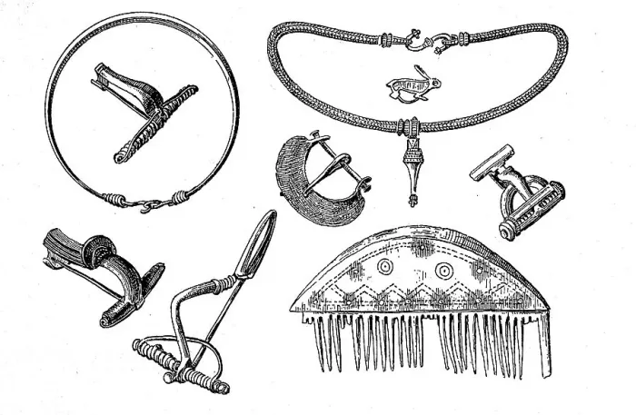 Framed Print : Objects and jewellery from the Roman period