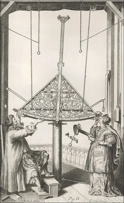 Framed Print : Observing the sky with a brass sextant