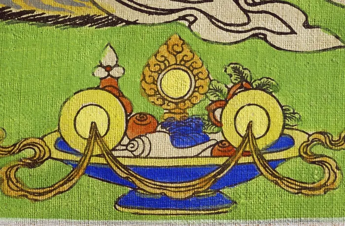 Framed Print : Offering bowl with ingredients to symbolize the five senses Framed Print : Offering bowl with ingredients to symbolize the five senses