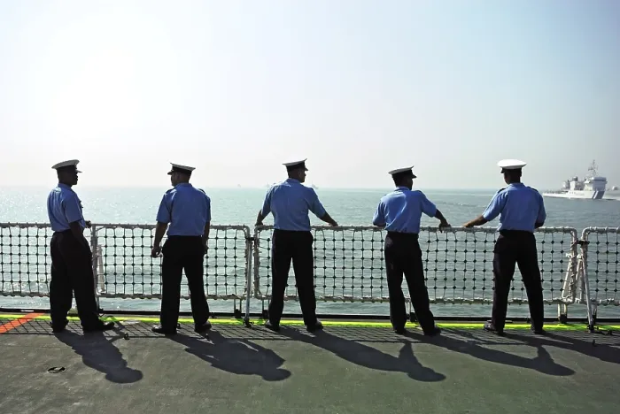 Framed Print : Officers on the vigilance ship