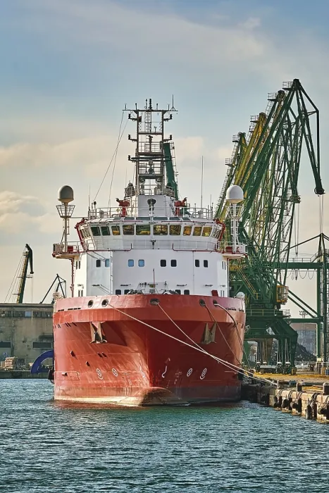 Framed Print : Offshore Supply Ship (Platform Supply Vessel) in the Port Varna