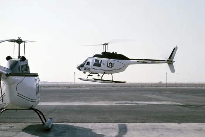 Framed Print : Oil industry in the desert of Dharhan, Saudi Arabia, helicopter Bell 206 JetRanger 1979, Asia Framed Print : Oil industry in the desert of Dharhan, Saudi Arabia, helicopter Bell 206 JetRanger 1979, Asia