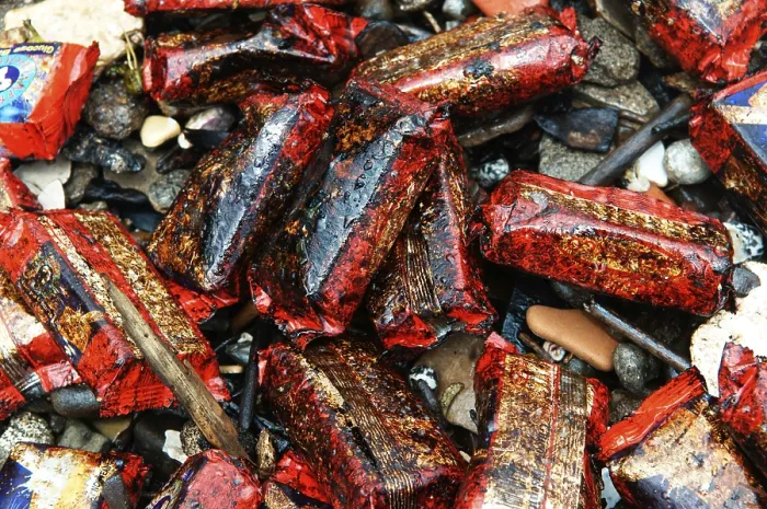 Framed Print : Oil soaked biscuit packets due to container ship chitra colliding in sea Bombay Mumbai