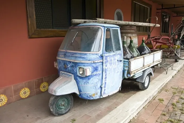 Framed Print : Old Ape Piaggio Van for wine transportation Framed Print : Old Ape Piaggio Van for wine transportation