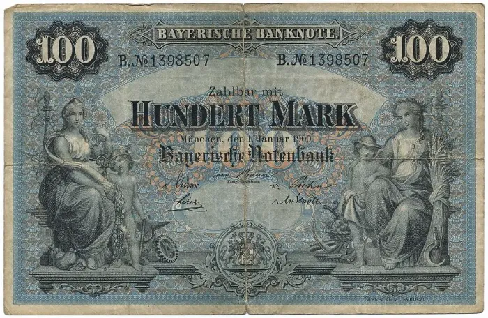 Framed Print : Old banknote, 100 marks, front Framed Print : Old banknote, 100 marks, front