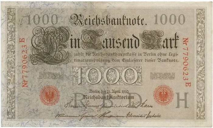 Framed Print : Old banknote, 1000 marks, front Framed Print : Old banknote, 1000 marks, front