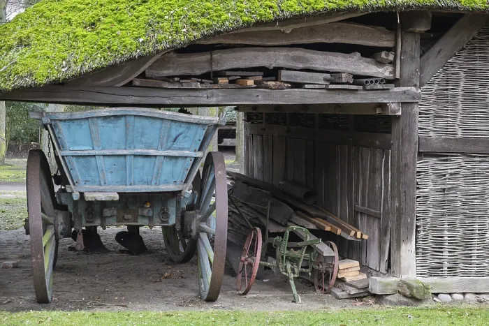 Framed Print : Old barn with moss-covered thatched roof Framed Print : Old barn with moss-covered thatched roof