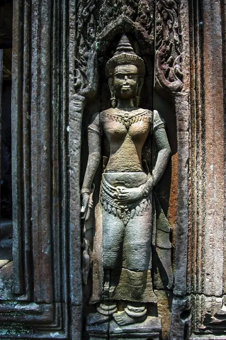 Framed Print : Old bas-relief angkor wat statue in Cambodia