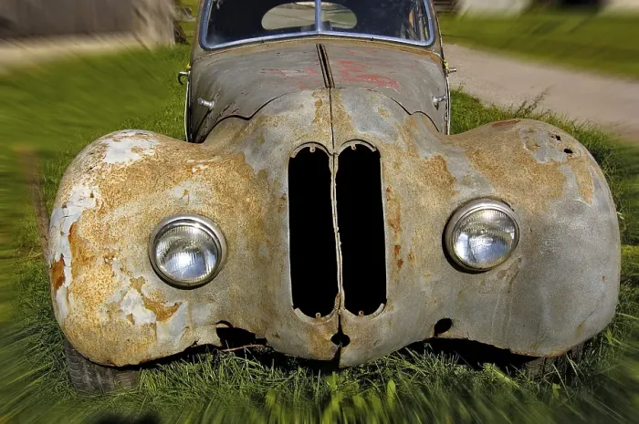 Framed Print : Old BMW junk car Framed Print : Old BMW junk car