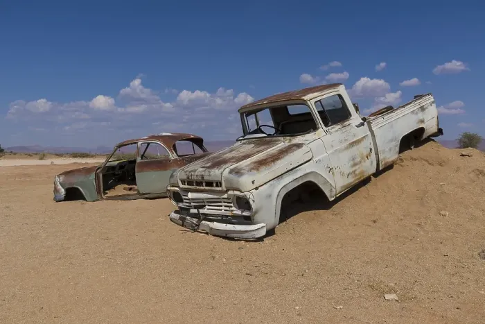 Framed Print : Old car wreck in sand, vintage car