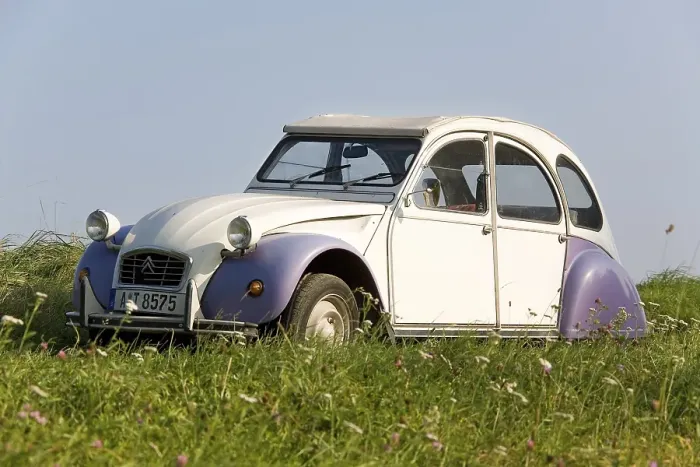 Framed Print : An old Citroen 2CV parking on a meadow Framed Print : An old Citroen 2CV parking on a meadow