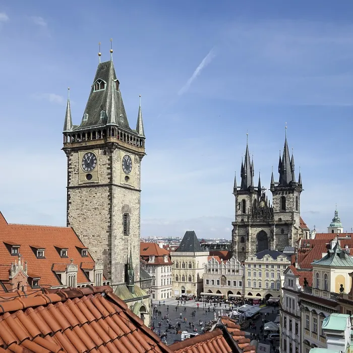 Framed Print : Old City Hall Tower and Church of Our Lady before Tyn in Prague