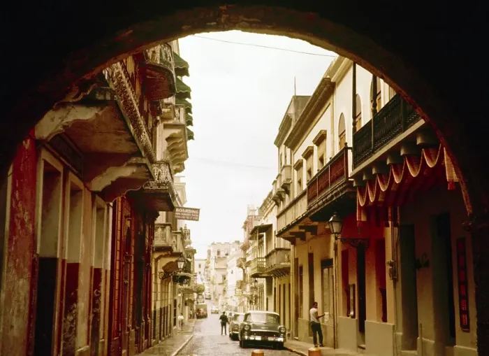 Framed Print : Old part of the city of San Juan, Puerto Rico around 1962