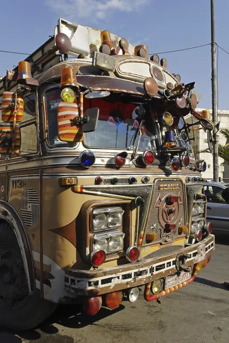 Framed Print : Old decorated bus in the old town of Damascus Framed Print : Old decorated bus in the old town of Damascus