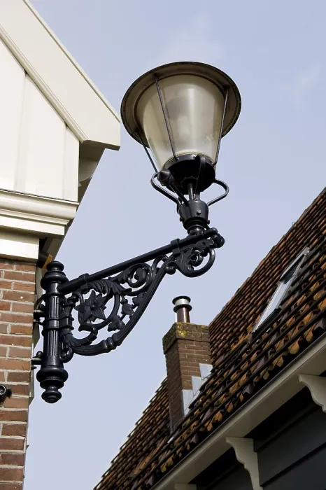 Framed Print : Old Dutch lantern outdoor on the houses