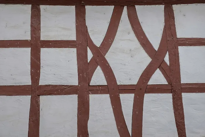Framed Print : Detail of an old half-timbered house