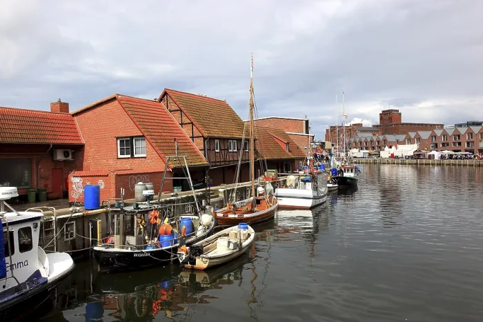 Framed Print : The Old Harbour in Wismar, Nordwestmecklenburg district