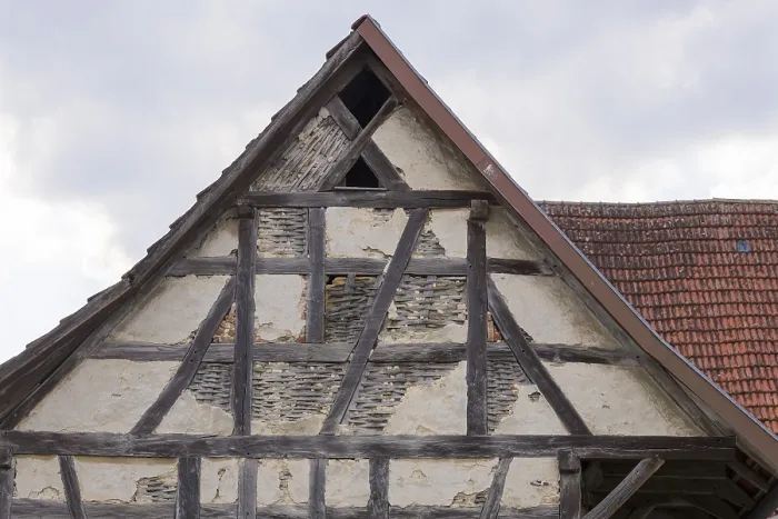 Framed Print : Old historic half-timbered house