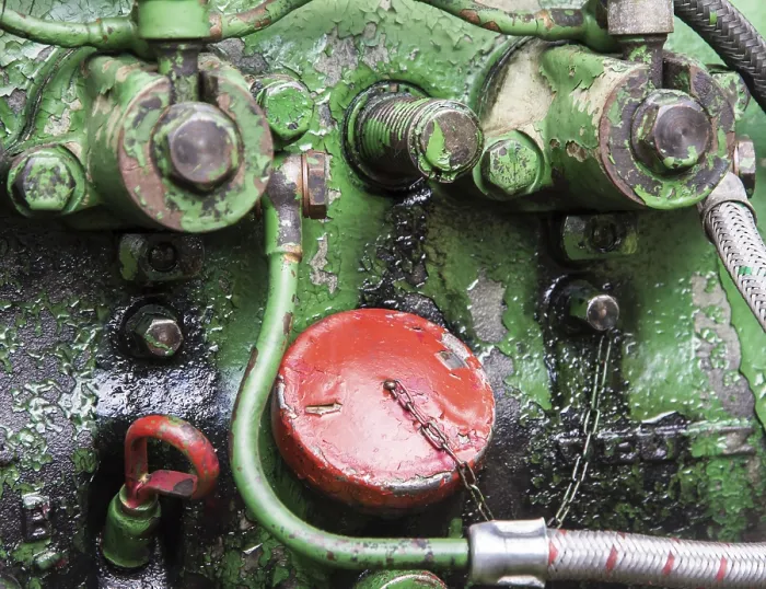 Framed Print : Detail of an old historic tractor old-timer motor Framed Print : Detail of an old historic tractor old-timer motor