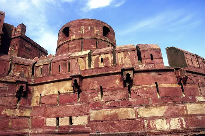 Framed Print : Old historical monument Red Agra Fort Agra Uttar Pradesh India ancient background castle citadel close ups close-ups