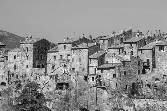 Framed Print : Old houses, black and white, Pitigliano Framed Print : Old houses, black and white, Pitigliano