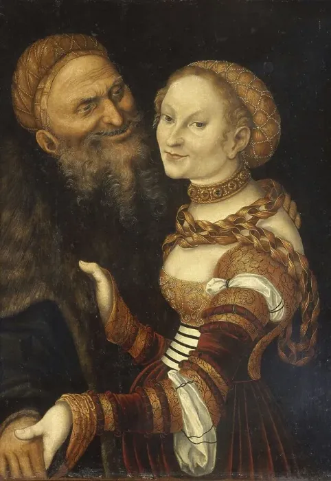Framed Print : The Old Man in Love, painting by Lucas Cranach the Elder