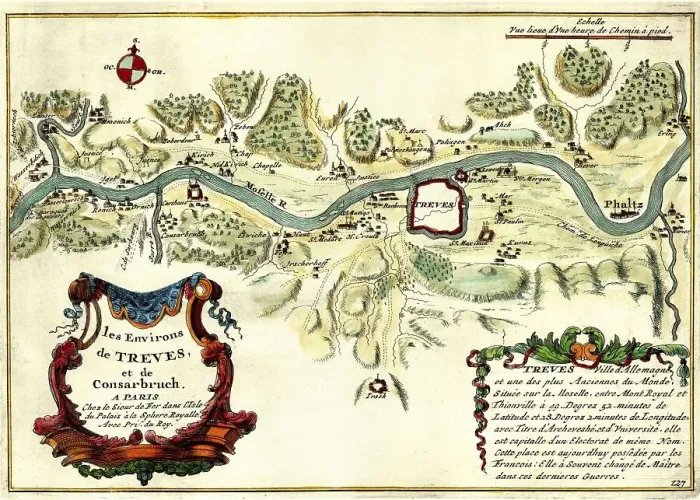 Framed Print : Old map of Trier from the year 1692