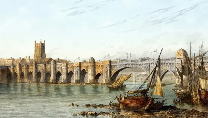 Framed Print : Old medieval London Bridge, London, England, UK