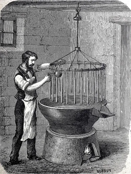 Framed Print : Old method of candle making, candle maker
